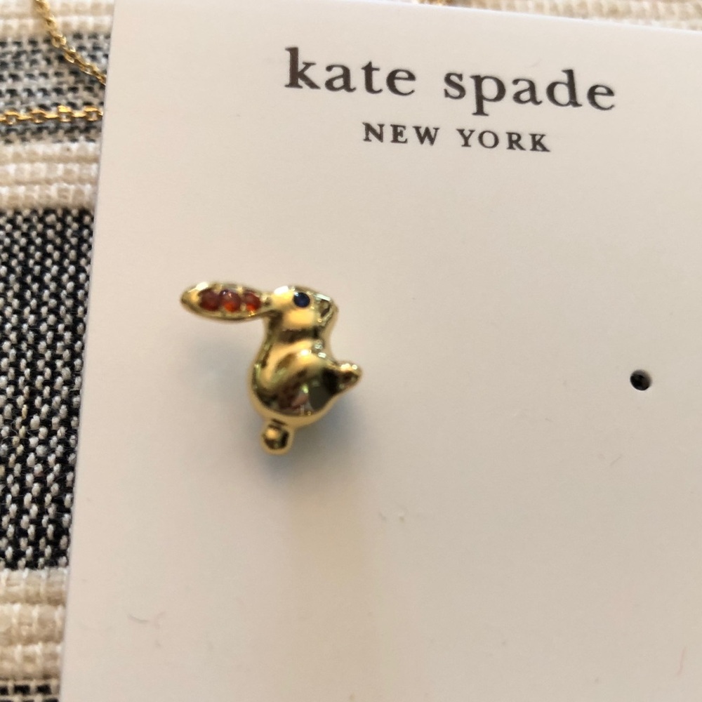 New on card kate spade Gold Bunny Stud Earrings with red and Blue crystals - Picture 5 of 6
